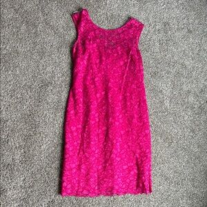 Calvin Klein Fuschia Pink Lace Dress Size 14